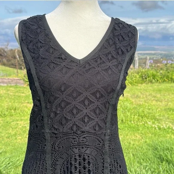 Desigual by Lacroix Black lace Fit and Flare Dress Sleeveless party Going out XL - Picture 3 of 9